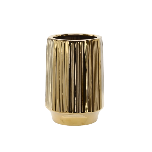 Ceramic flower pot cover 22 × 22 × 32.5 cm – gold striped