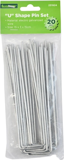 U-anker voor agroweefsels 15 × 3 × 15 cm, verzinkt (20 stuks)
