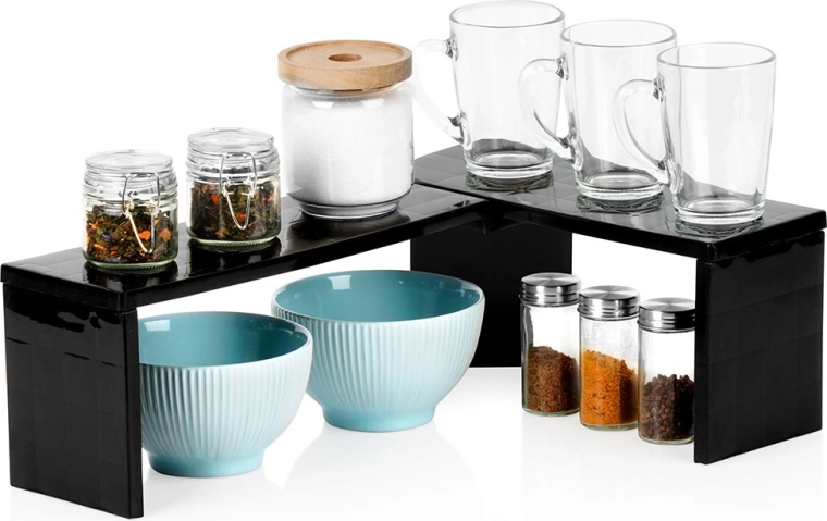 Étagère de cuisine d’angle, noire, 47 × 32 × 15,5 cm