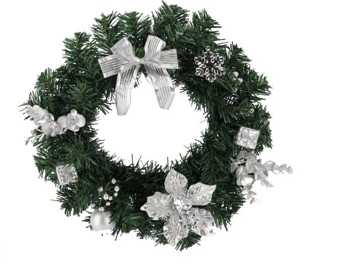 Zilveren kerstkrans 30 cm
