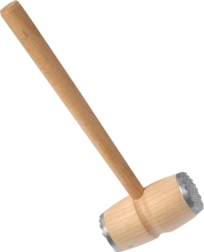 Attendrisseur à viande en bois avec embouts métalliques