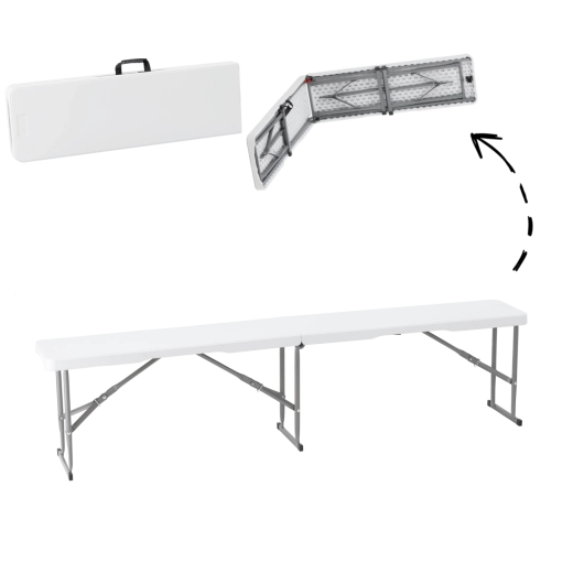 Banc pliable de camping et de réception 180 × 28 × 43,5 cm