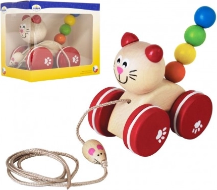 Pull-Along Cat with Mouse Wooden Toy