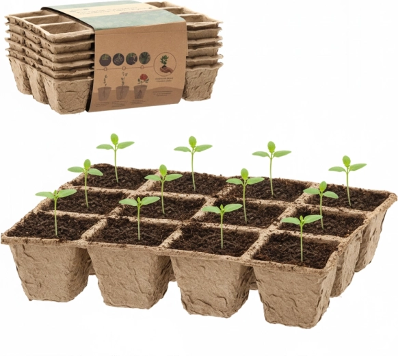 Set aus 6 biologisch abbaubaren Anzuchtpaletten 21 × 17 × 4,5 cm