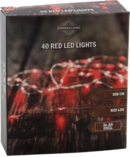 Lichtslinger 40 LED, rood, 2 m, op batterijen