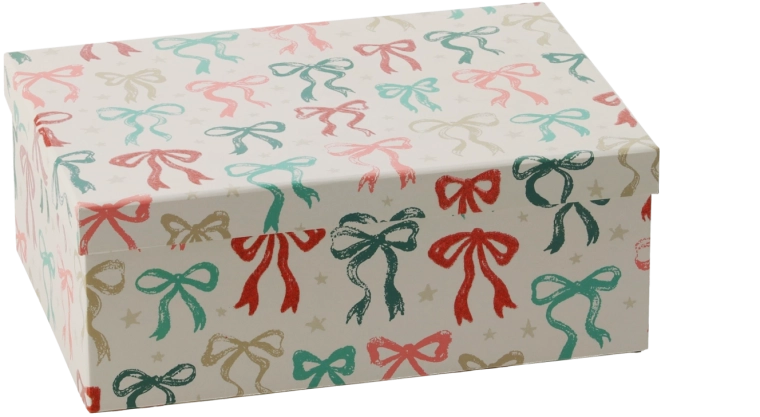 Weihnachts-Geschenkbox mit Schleife 25 × 18 × 9,5 cm – 1 Stück