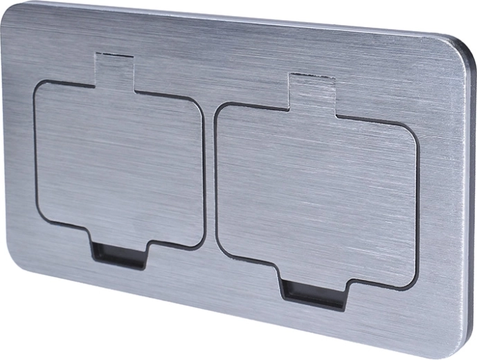 Solight inbouw vloer dubbel stopcontact IP55 met rechthoekige klep