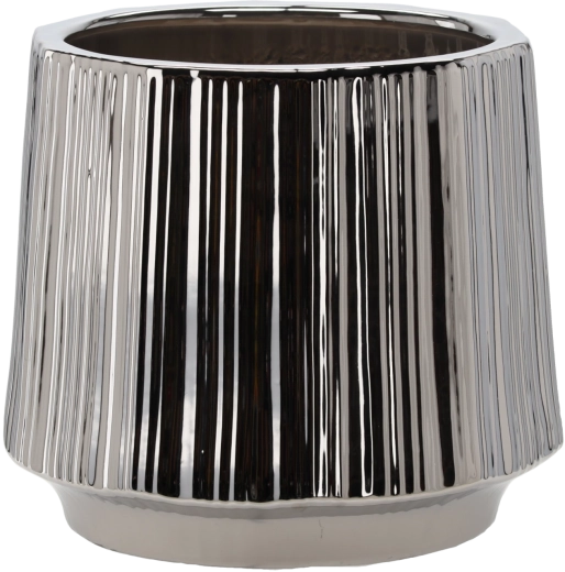 Keramische plantenpot-ompot 44 × 44 × 40 cm, zilverkleurig, gestreept