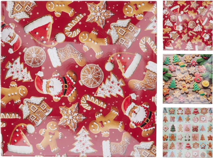 Vierkante kerstserveerschaal 30 × 30 cm van plastic, mix van decoraties