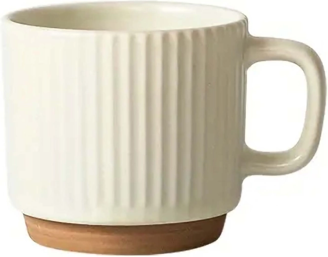 Tasse côtelée en céramique 180 ml blanc crème