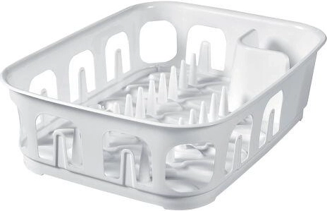 Rechthoekig afdruiprek voor vaatwerk 39 × 29 × 10 cm, witte kunststof