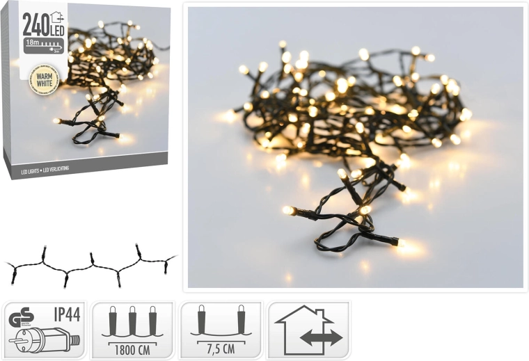 Christmas outdoor LED lights 18 m 240 LED warm white