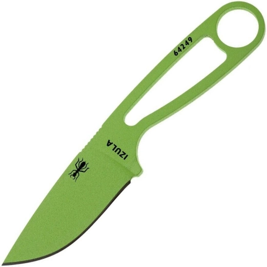 ESEE Izula – couteau de cou 7,3 cm, vert, acier au carbone, étui en plastique