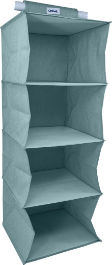 Hanging fabric wardrobe organizer, 4 shelves, mint, 30 × 30 × 80 cm