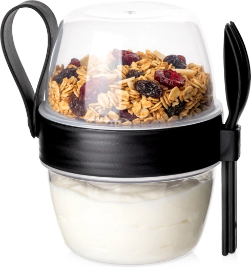 Vilde Joghurtbecher mit zwei Kammern mit Löffel und Gabel 600 ml