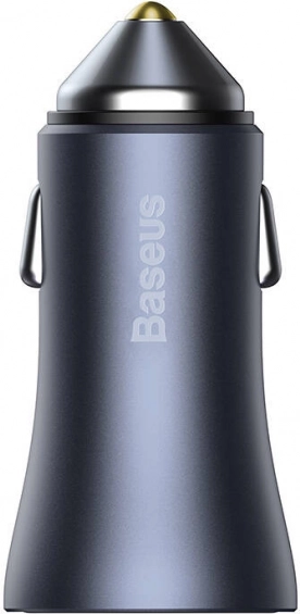 Autolader BASEUS Golden Contactor Pro 40W met USB‑A en USB‑C, PD/QC4.0+/SCP + kabel USB–USB‑C 1 m (grijs)