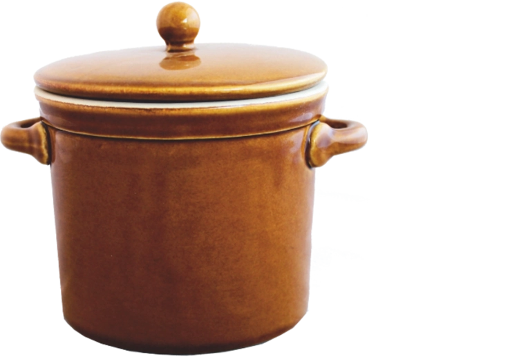 Keramiktopf 1 l mit Deckel, honigfarben