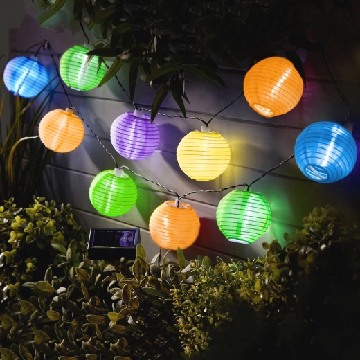 Solarlichtsnoer met kleurrijke lampionnen en ledverlichting, 2,5 m