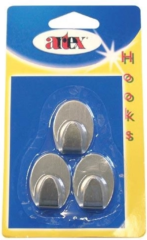 Zelfklevende ovale roestvrijstalen haakjes, klein – 3 stuks