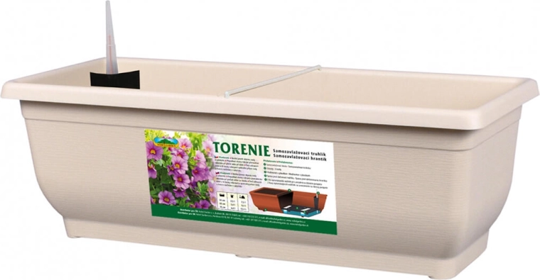 Self-watering planter box TORENIE Modern 60 cm light brown