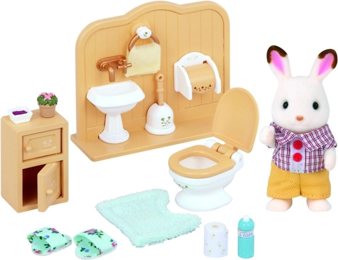 Bathroom Furniture for Chocolate Rabbits – Brother and Toilet with Accessories