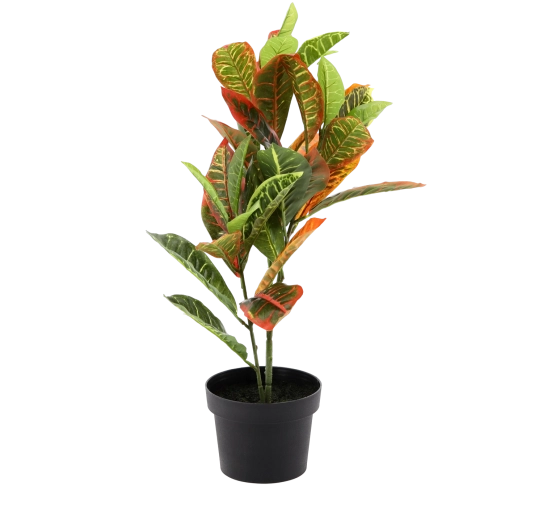 Plante artificielle en pot 58 cm, feuilles réalistes aux couleurs vives