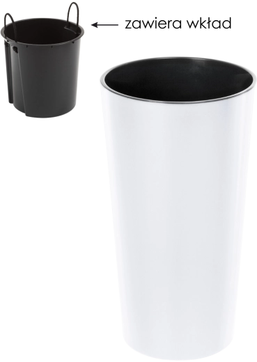 Cache-pot Lilia 30 cm avec insert – blanc, surface brillante