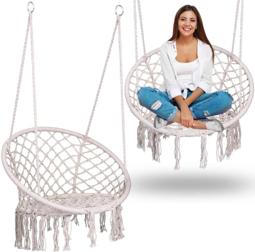Boho hanging chair beige