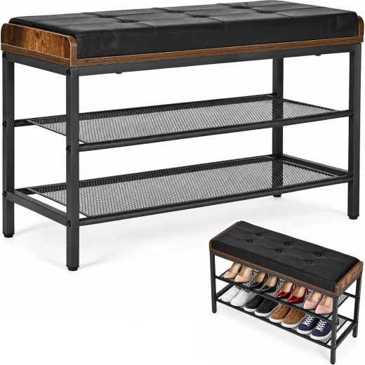 ModernHome shoe rack with upholstered seat in loft style