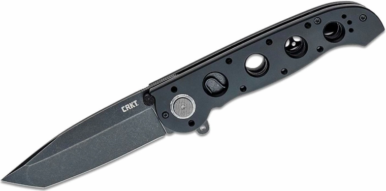 CRKT M16-04DB Tanto zakmes 9,9 cm, Black Stonewash, zwart aluminium