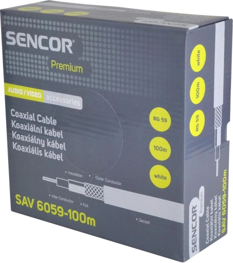 Sencor coaxiale kabel RG-59, 100 m