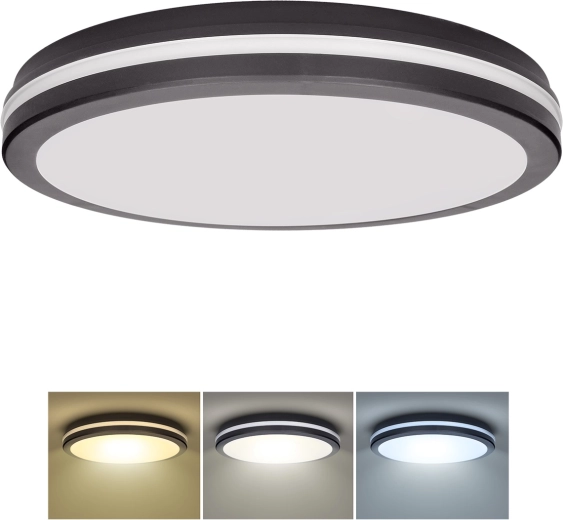Solight LED-Deckenleuchte Gari 44 W 3960 lm 3CCT IP65 schwarz