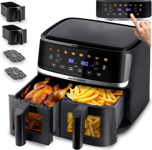 Dual Basket Air Fryer 10.2 L 1700 W BERDSEN