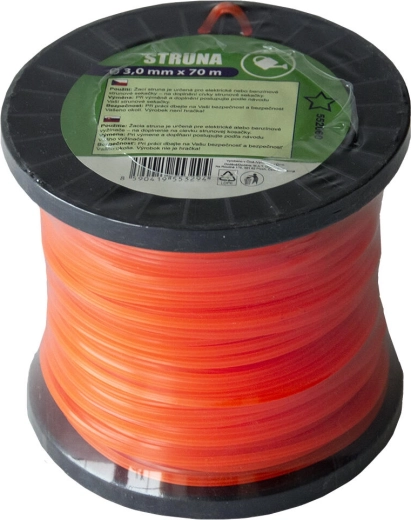 Nylon trimmer line 3 mm star, 70 m orange