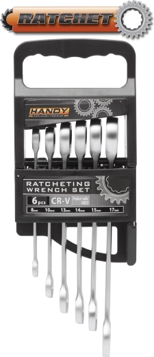 Set of 6 ratchet combination wrenches