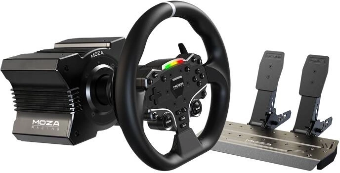 MOZA R5 gaming set with ES steering wheel, SR-P Lite pedals and desk mount for PC