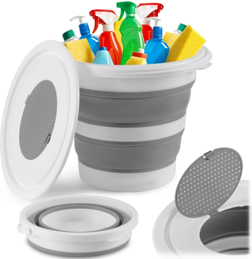 Seau en silicone pliable avec couvercle 10 l Massido