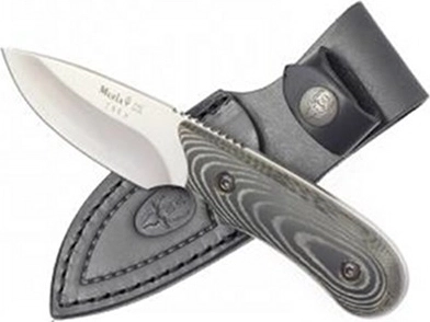 Muela Ibex 8M petit couteau de chasse 8 cm, Micarta noir-gris, étui en cuir