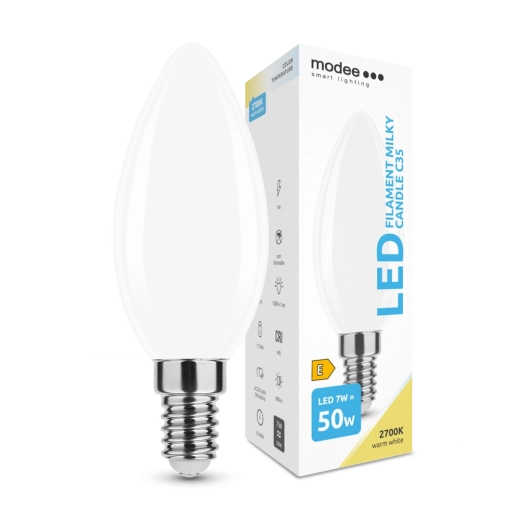 Ampoule LED bougie E14 7W blanc chaud Modee Smart Lighting Milky Candle C35