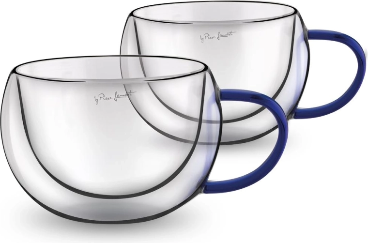 Lamart set thermoglazen voor cappuccino 270 ml, blauw, 2 stuks