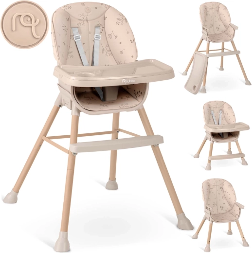 Chaise haute NUKIDO Tilo 3‑en‑1 beige