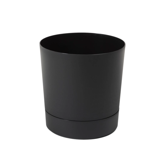 Blumentopf mit Untersetzer Aura 20 cm schwarz matt