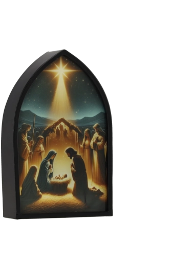 LED framed picture Nativity scene (szopka) with a star - 1 piece