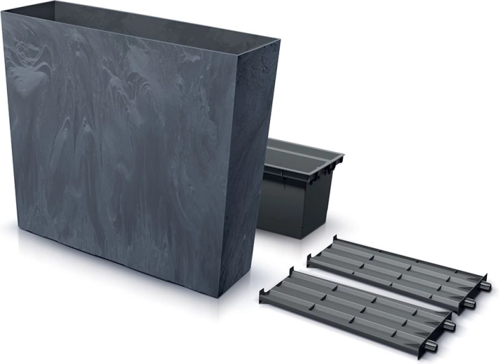 Hoge plantenbak met inzet URBI CASE Beton Effect T 77 cm antraciet