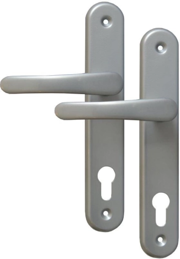 MICHAELA Door Hardware handle with key, silver, 90 mm spacing
