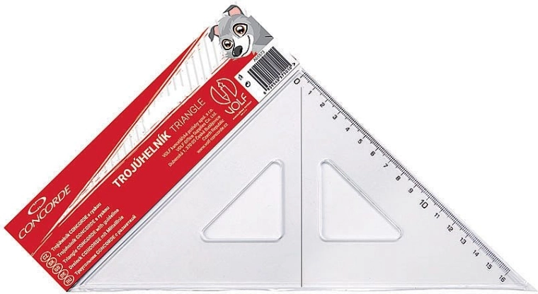 transparante geodriehoek met middenlijn 16 cm 45°