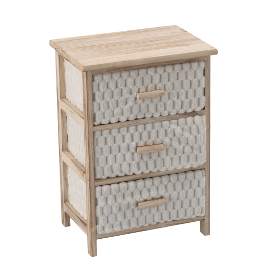 Kommode mit 3 Stoffschubladen 40 × 29 × 58 cm