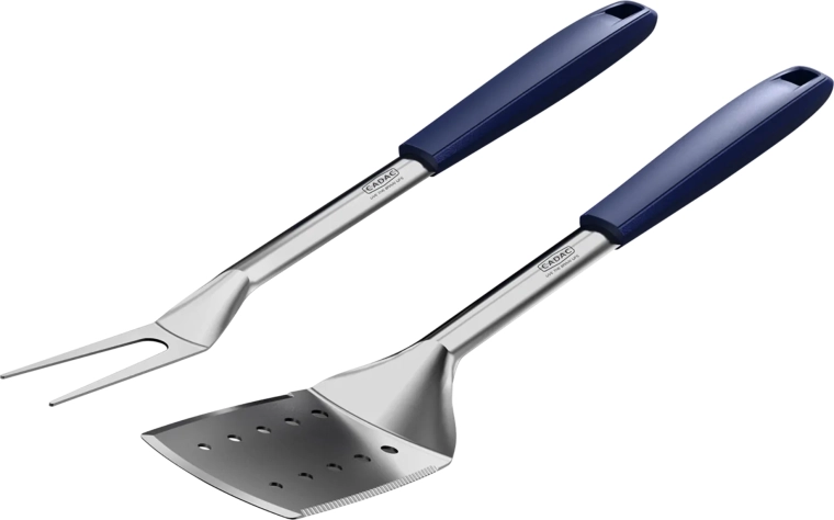 Cadac roestvrijstalen spatel en vork met magnetische ergonomische handgrepen