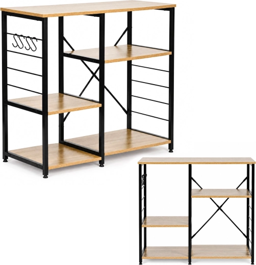 Étagère de cuisine ModernHome sur pied avec crochets 90 cm, loft, chêne clair