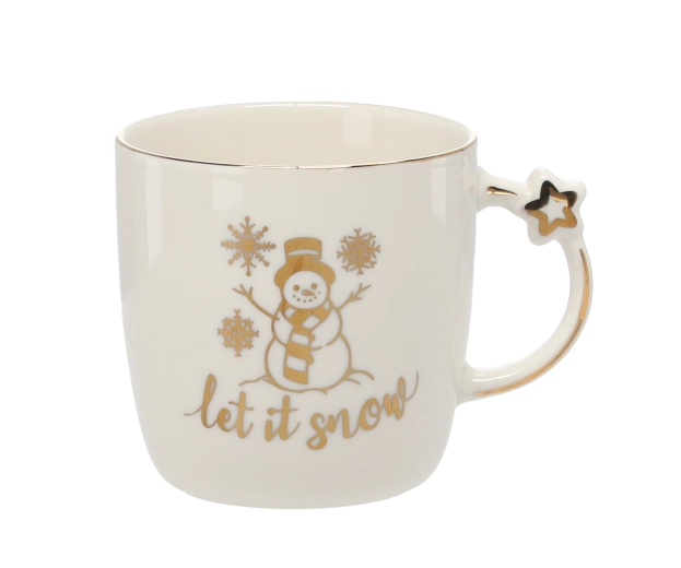 Tasse de Noël en porcelaine 360 ml avec motifs Let it Snow